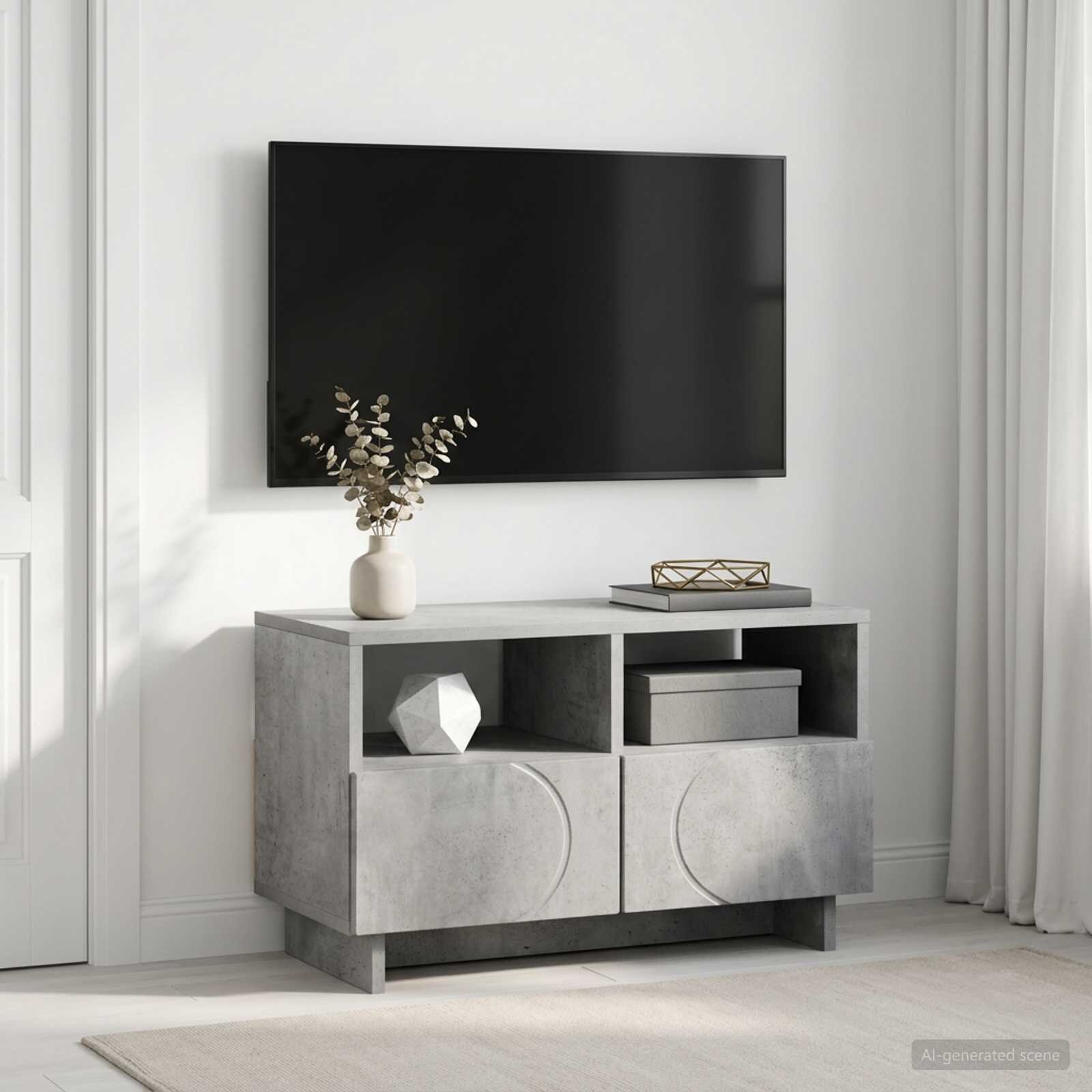 vidaXL ТВ стойка 60 x 345 x 40 см Бетонно сиво Инженерна дървесина