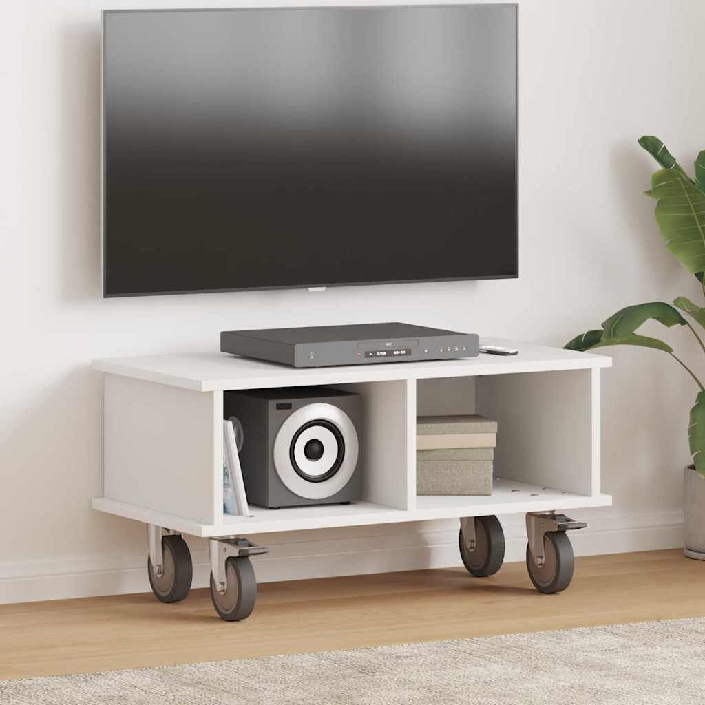 vidaXL ТВ стойка 685 x 35 x 35 см Бяло Инженерна дървесина