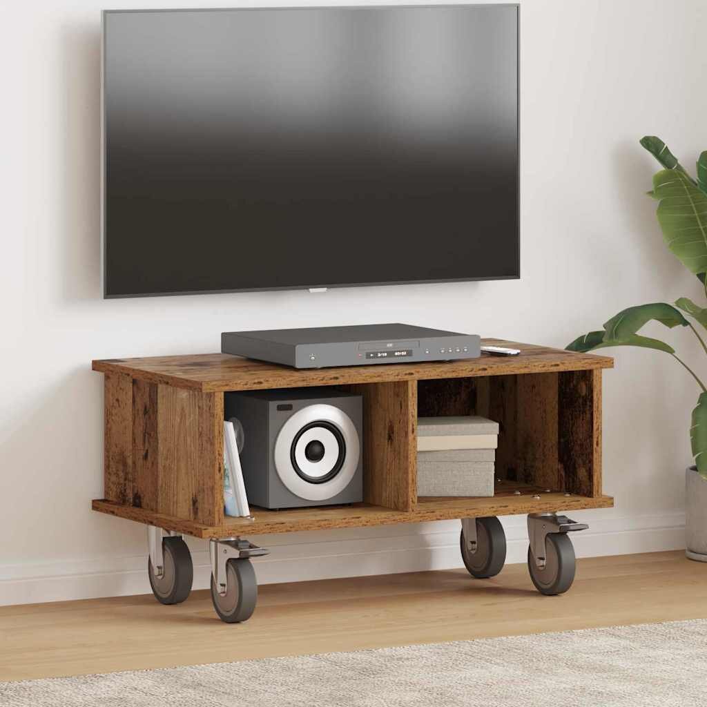 vidaXL ТВ стойка 685 x 35 x 35 см Старо дърво Инженерна дървесина