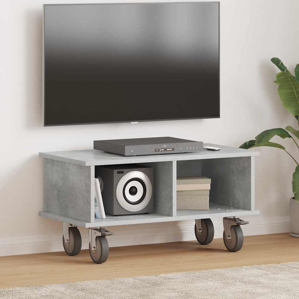vidaXL ТВ стойка 685 x 35 x 35 см Циментено сиво Инженерна дървесина