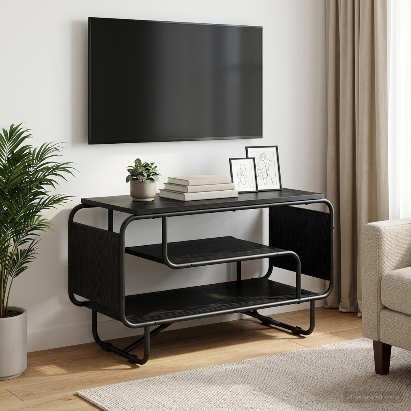 vidaXL ТВ стойка 80 x 36 x 45 см Черен дъб Инженерна дървесина