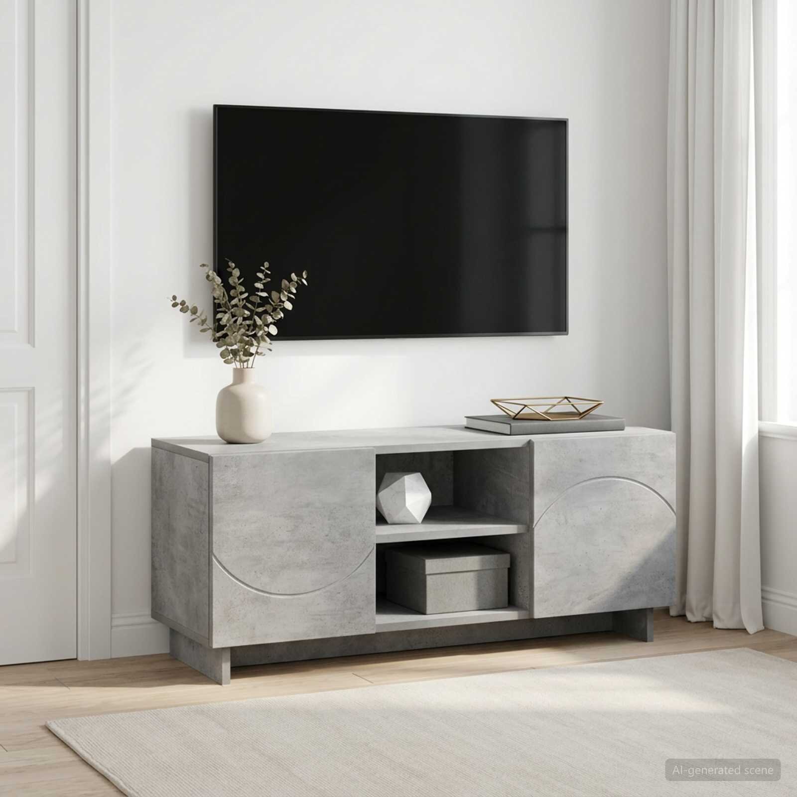 vidaXL ТВ стойка 90 x 34.5 x 40 cm Бетонно сиво Инженерна дървесина