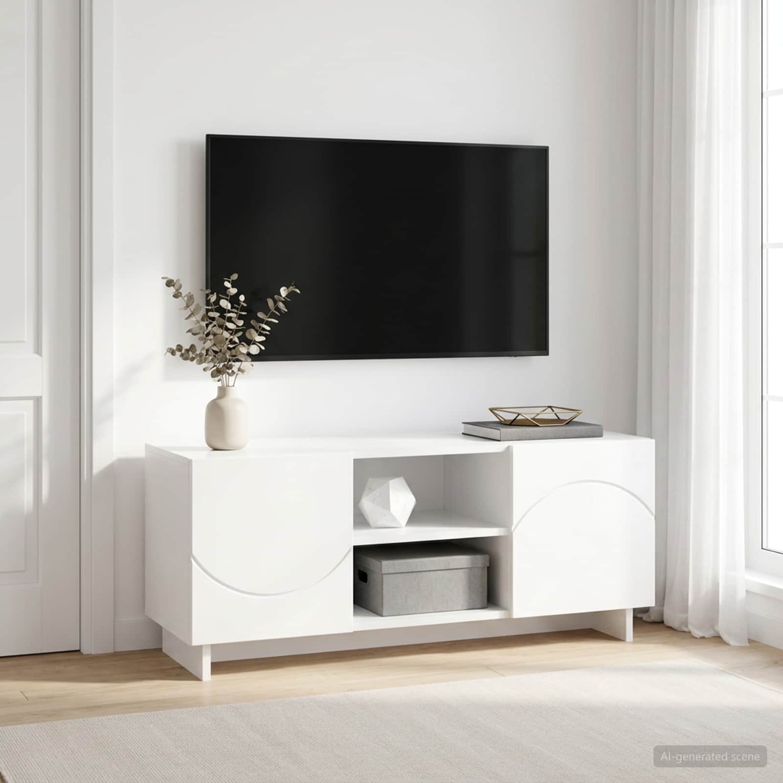 vidaXL ТВ стойка 90 x 34.5 x 40 cm Бяло Инженерна дървесина