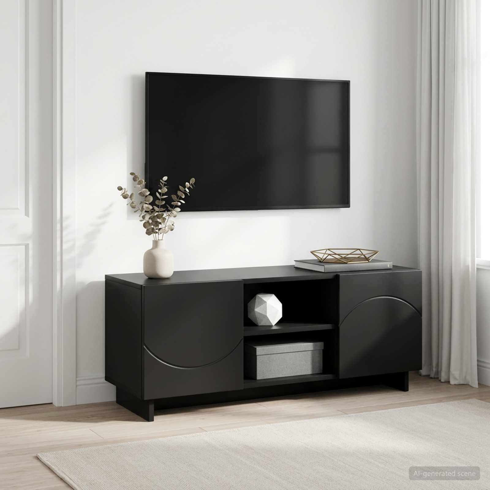 vidaXL ТВ стойка 90 x 34.5 x 40 cm Черно Инженерна дървесина