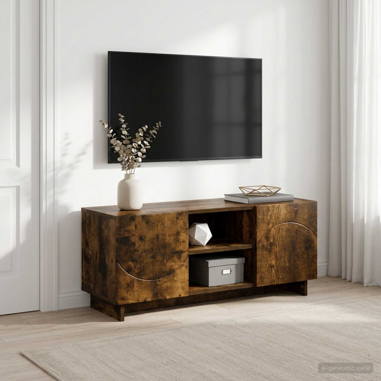 vidaXL ТВ стойка 90 x 34.5 x 40 cm Опушен дъб Инженерна дървесина