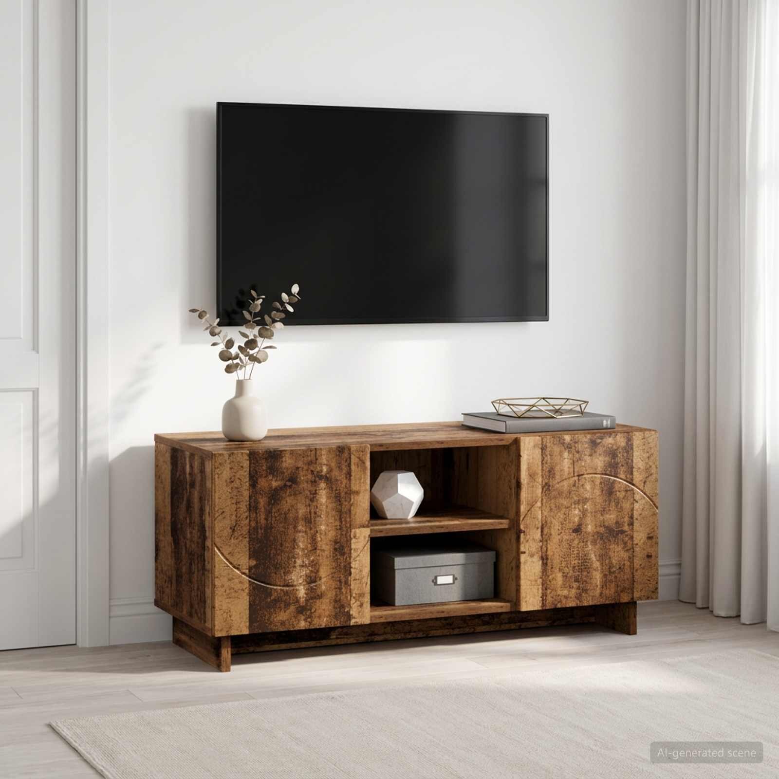 vidaXL ТВ стойка 90 x 34.5 x 40 cm Старо дърво Инженерна дървесина