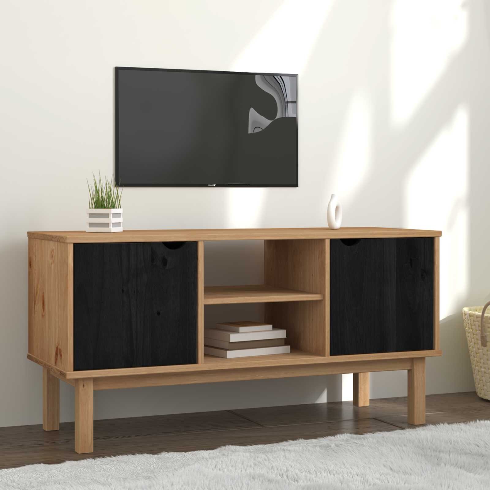 vidaXL ТВ стойка OTTA 1135 x 43 x 57 см Черно
