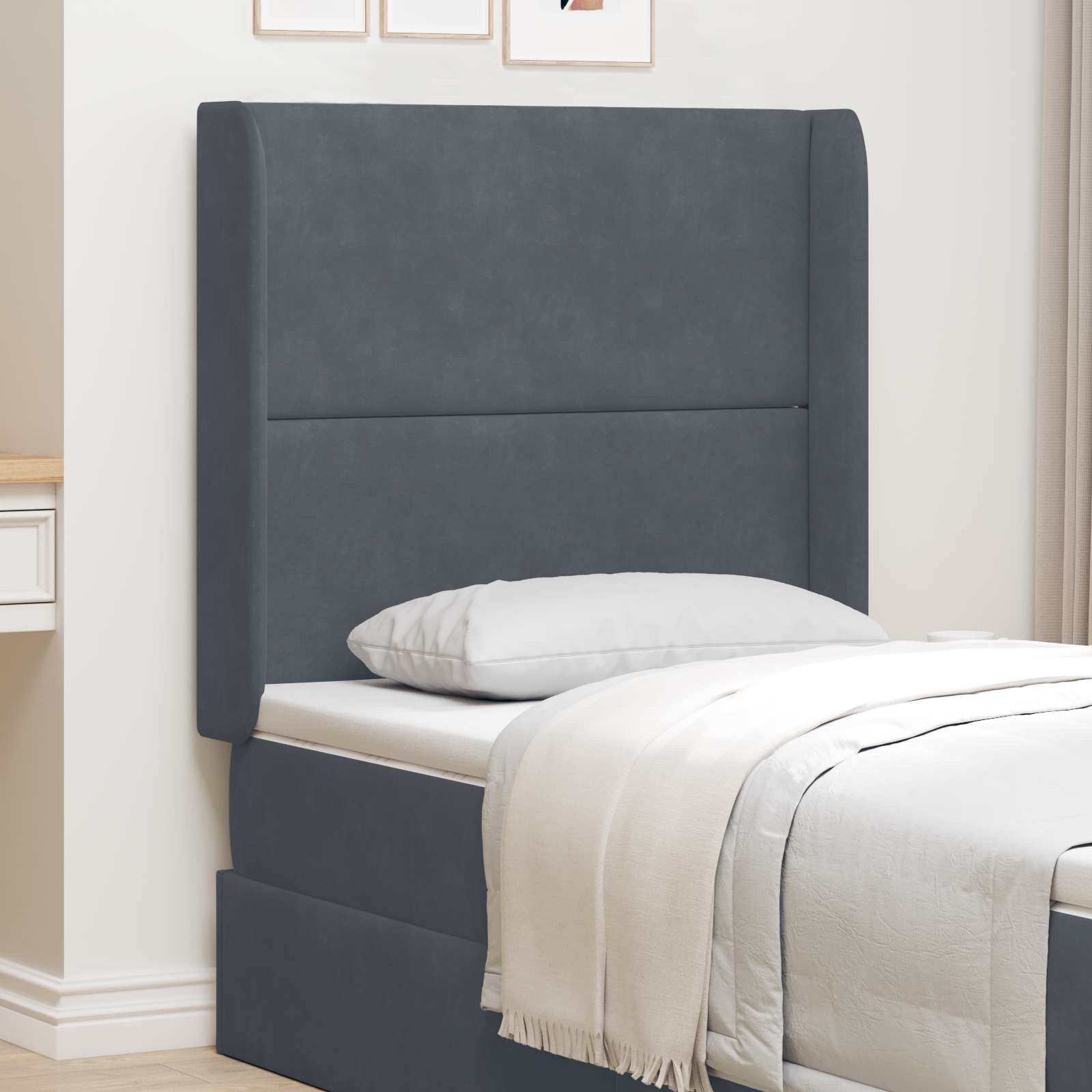 vidaXL Ушичка на таблата Сив 80 x 16 x 4 см Кадифе