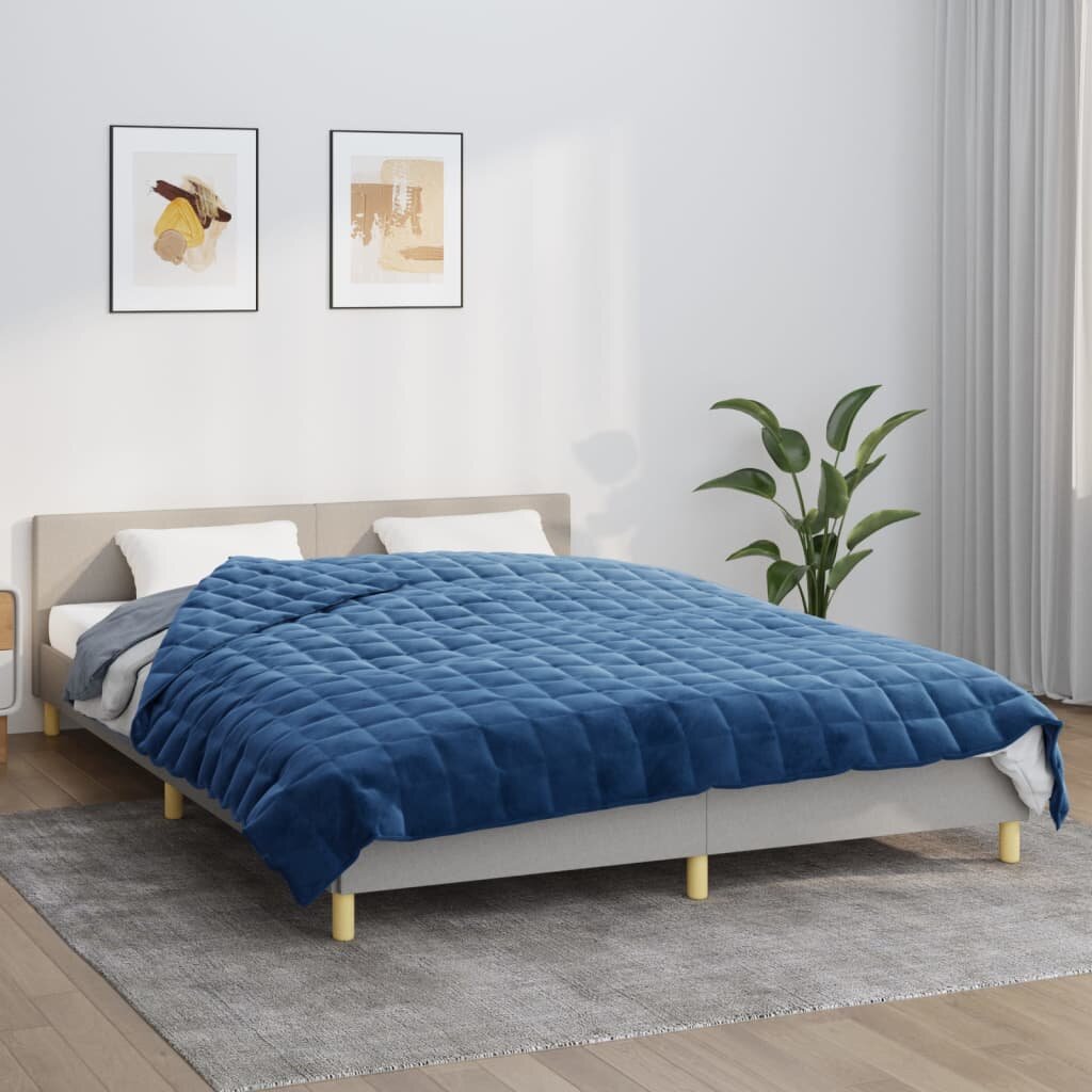 vidaXL Утежнено одеяло синьо 200x220 см 13 кг плат