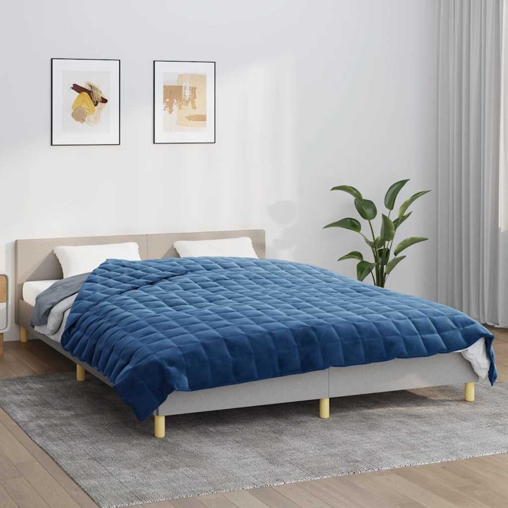 vidaXL Утежнено одеяло синьо 200x225 см 13 кг плат