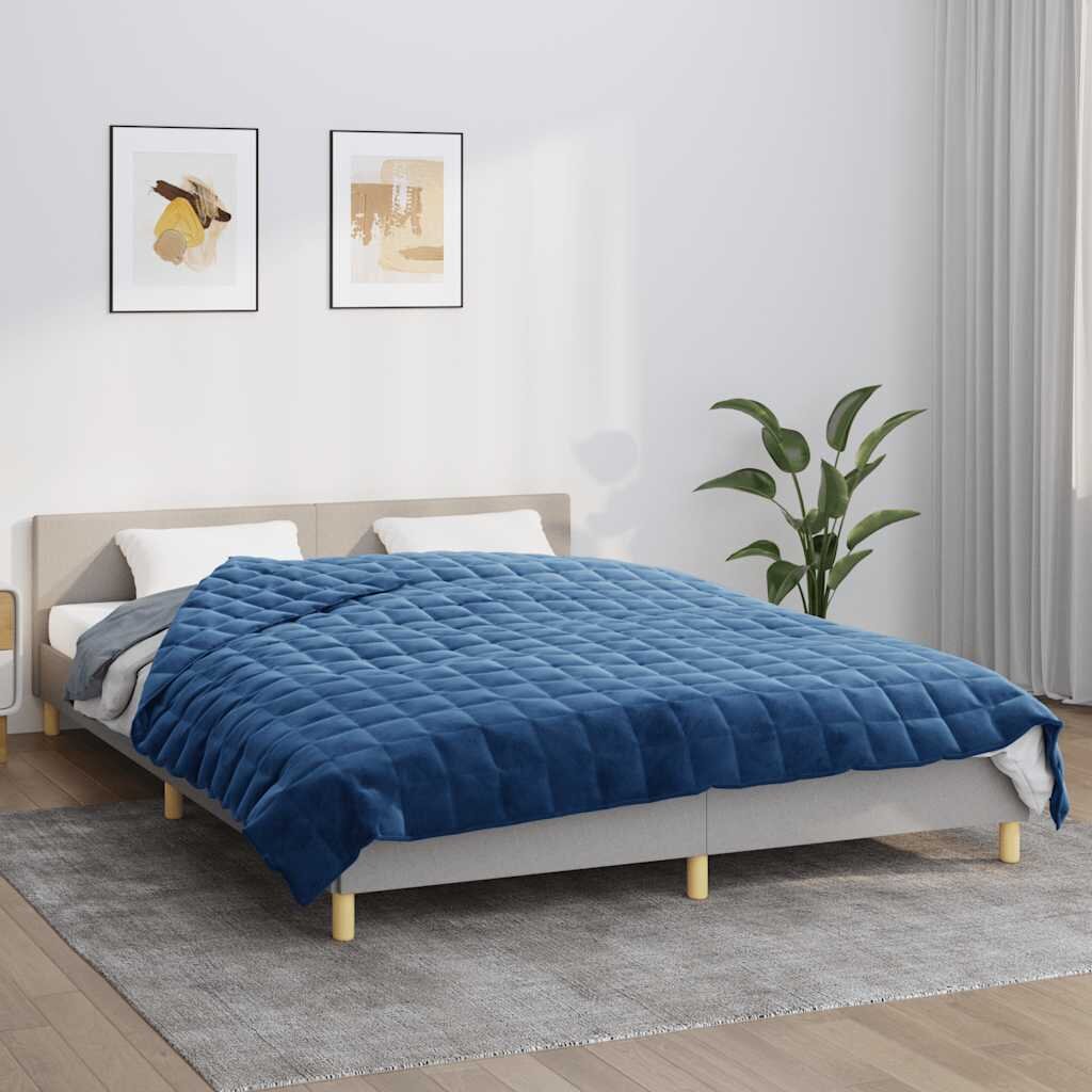 vidaXL Утежнено одеяло синьо 220x235 см 11 кг плат