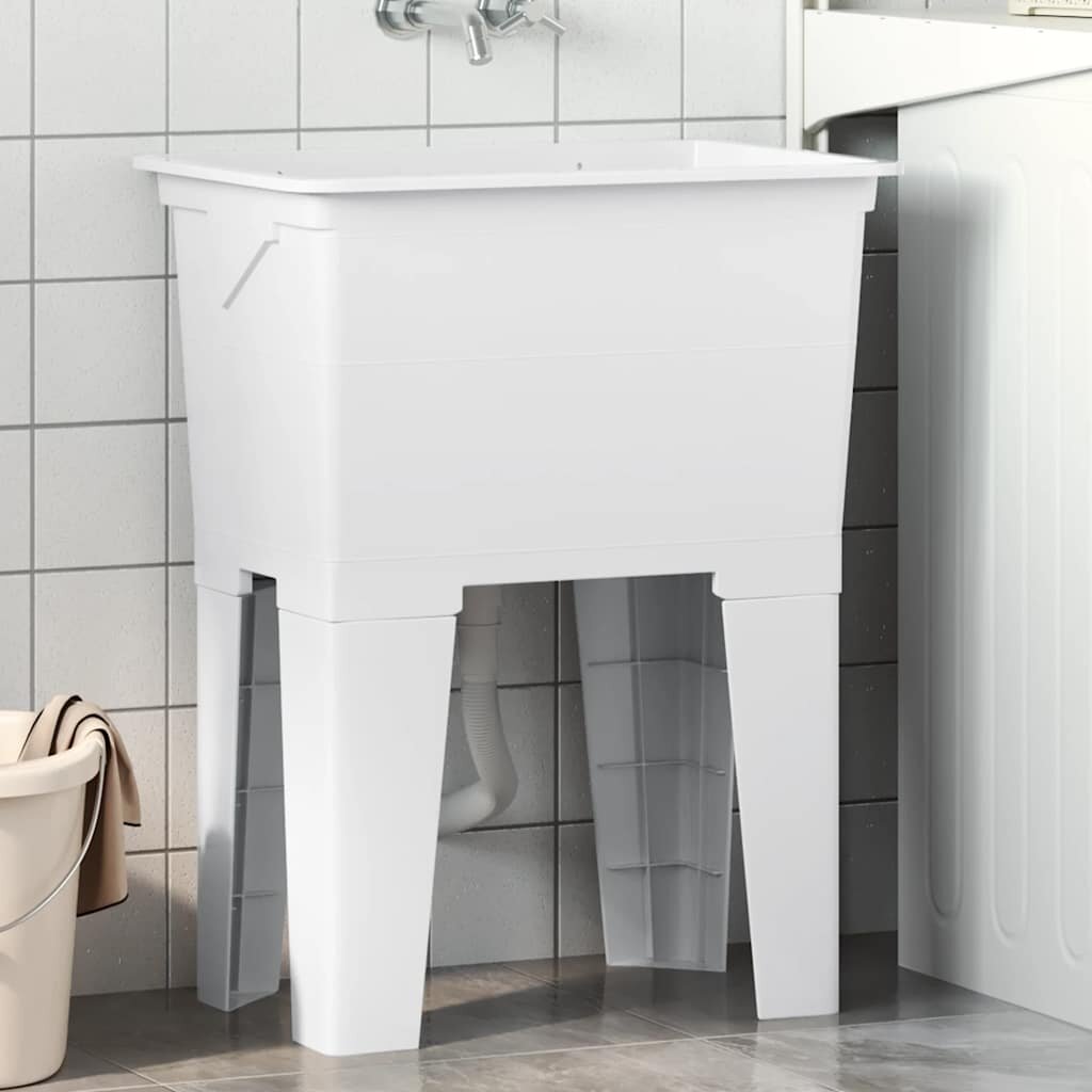 vidaXL Вана за пране бяла 59x41x75 см смола