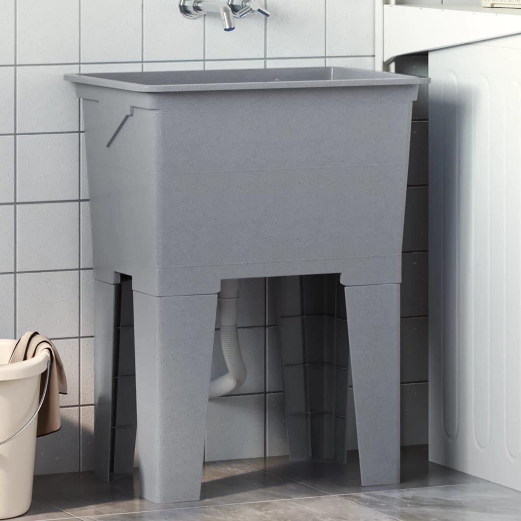 vidaXL Вана за пране сива 59x41x75 см смола