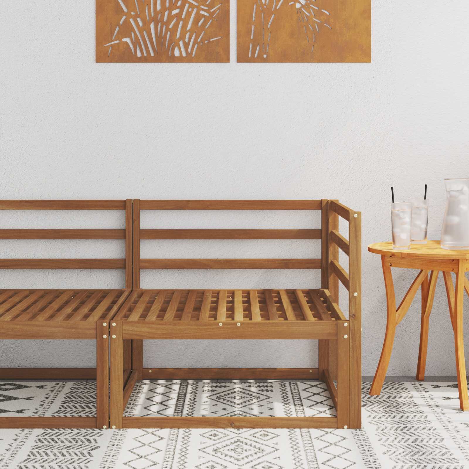 vidaXL Външен ъглов диван Естествен 83 x 83 x 73 см