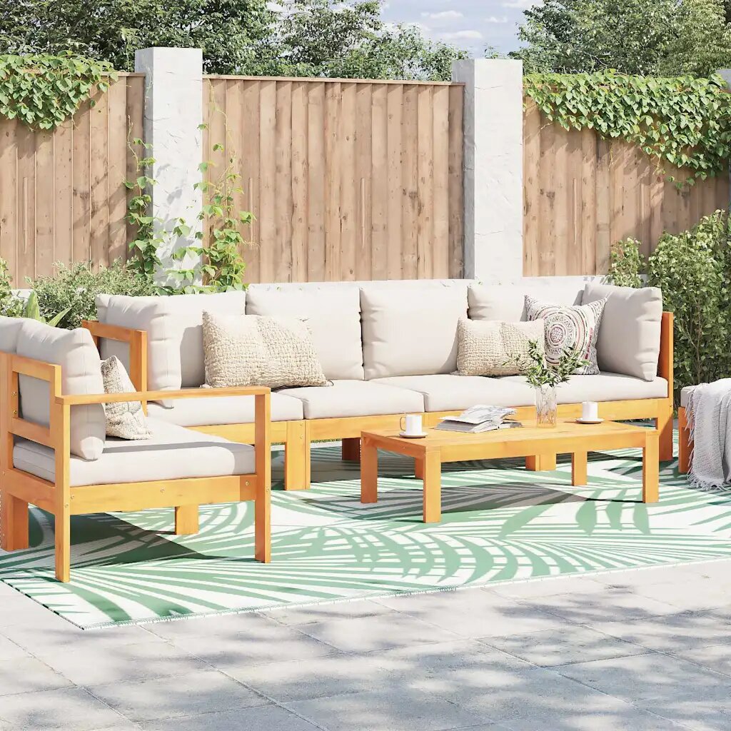 vidaXL Външен килим ARAKIL Зелен и бял 400 × 300 cm 50% Полипропилен