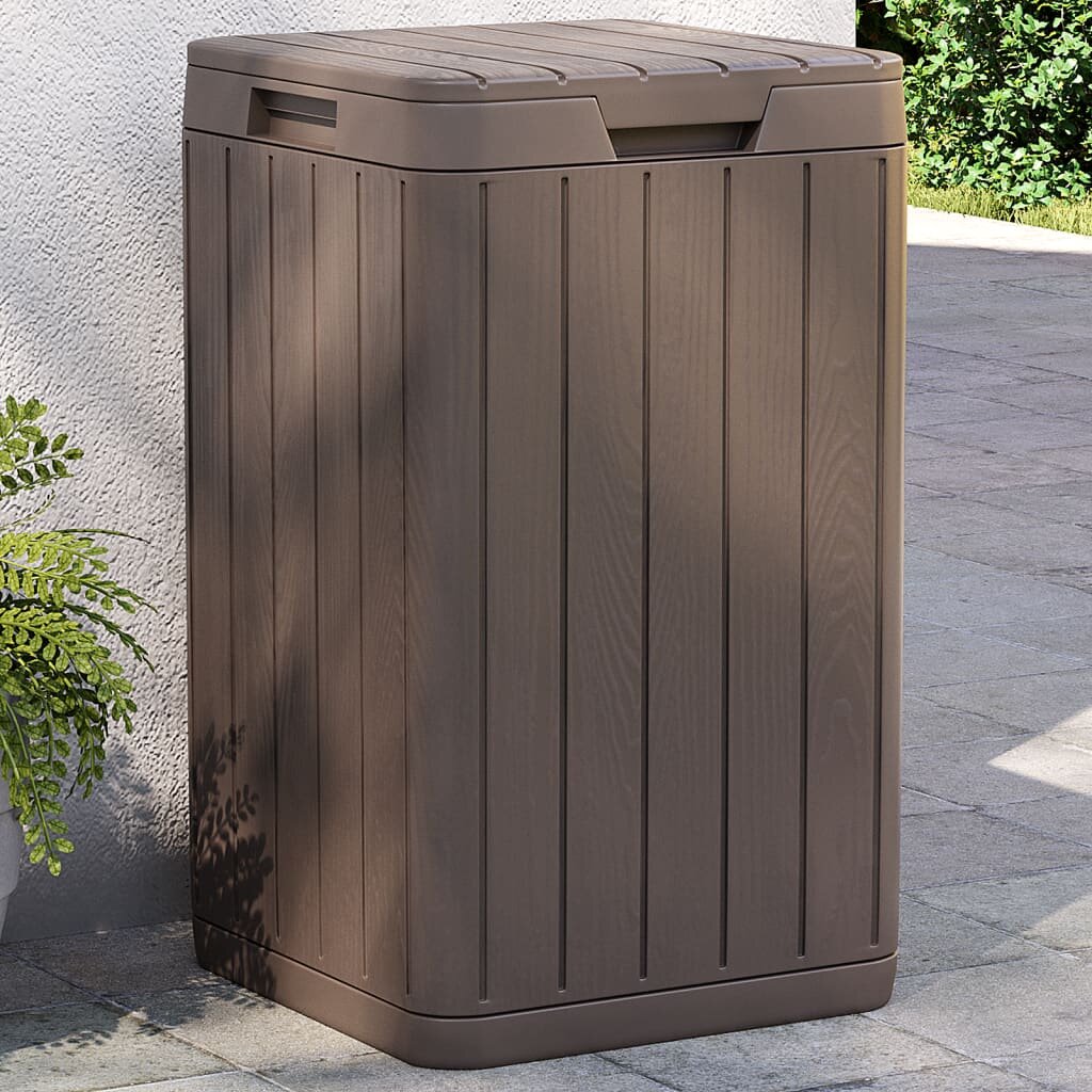 vidaXL Външен кош за боклук кафяв 38x38x65 см PP