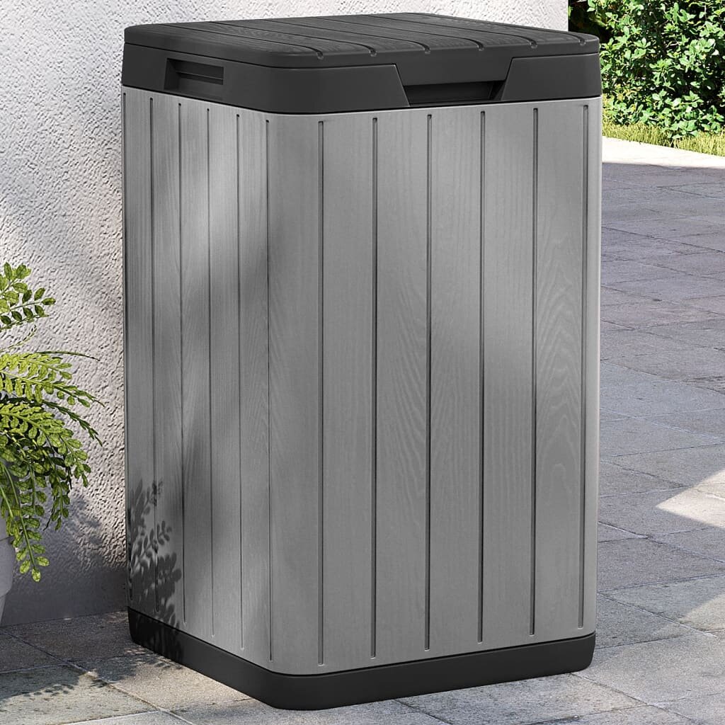 vidaXL Външен кош за боклук сив 38x38x65 см PP