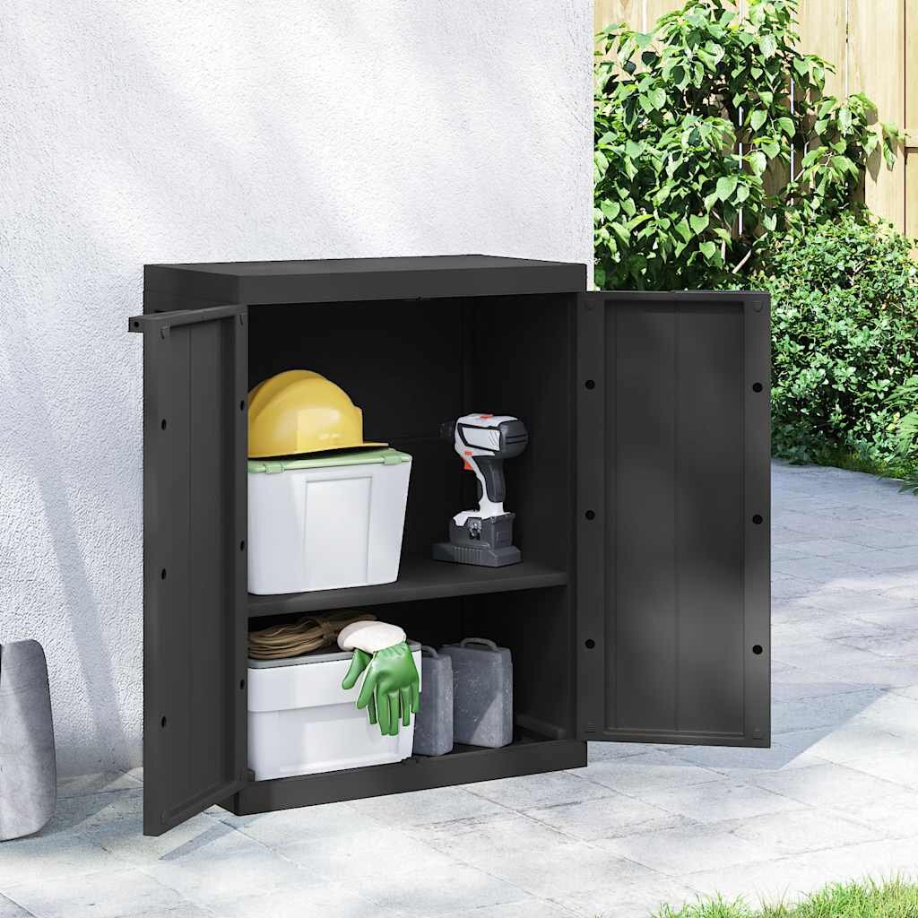 vidaXL Външен шкаф за съхранение черен 65x37x85 см PP