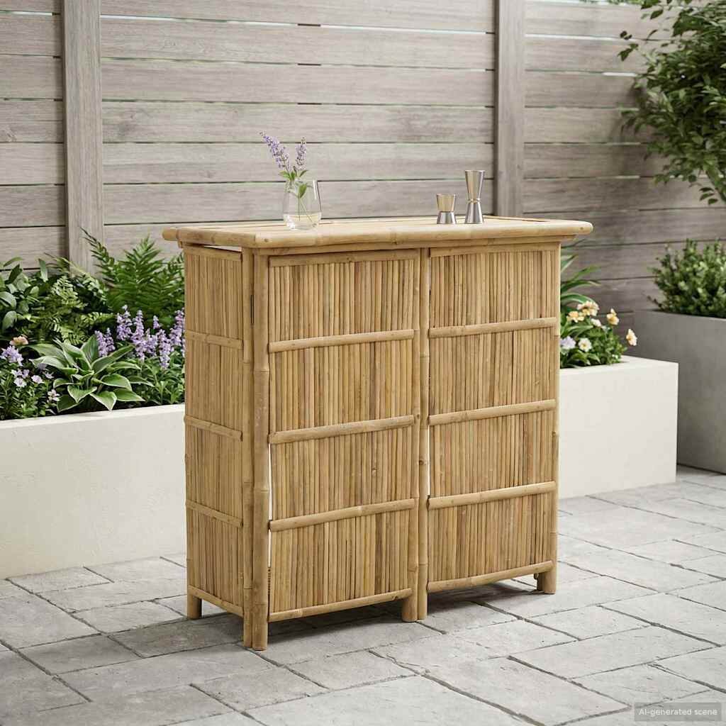 vidaXL Външна бар маса Естествен 115 x 55 x 105 см Бамбук