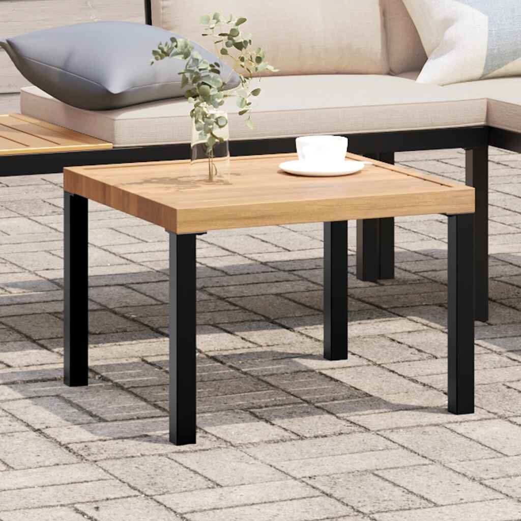 vidaXL Външна кафе маса черна 55x55x395 см прахово боядисана стомана