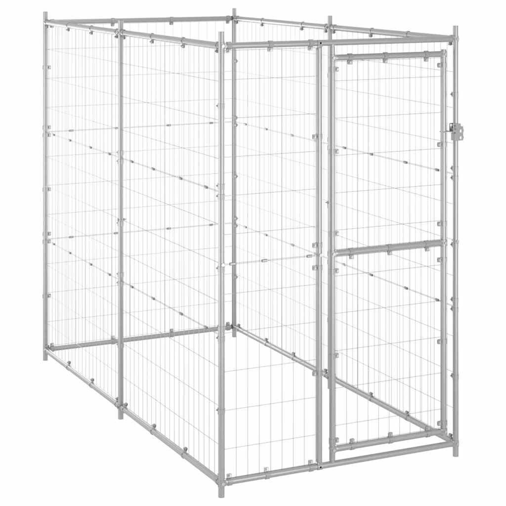vidaXL Външна клетка за куче поцинкована стомана 110x220x180 см