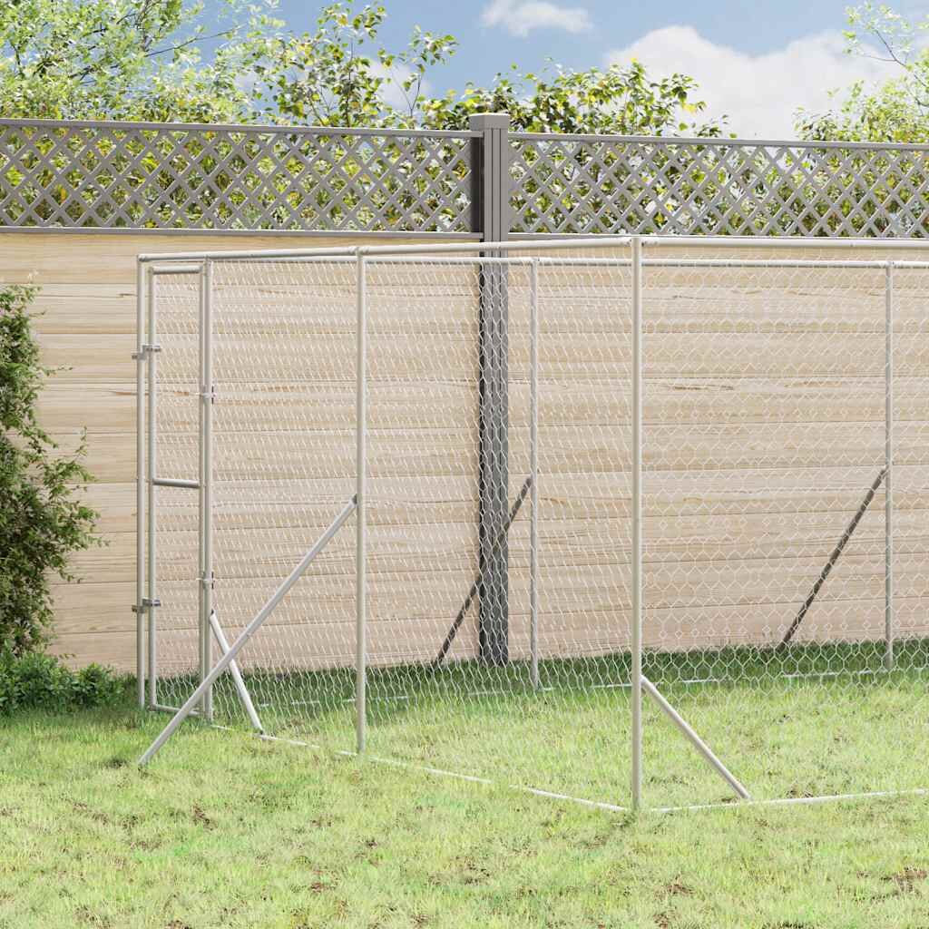 vidaXL Външна клетка за куче сребриста 4x12x2 м поцинкована стомана