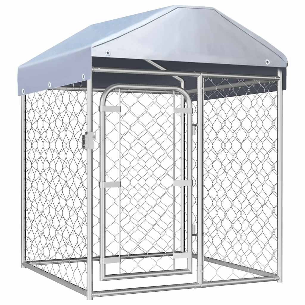 vidaXL Външна клетка за кучета с покрив 100x100x125 см