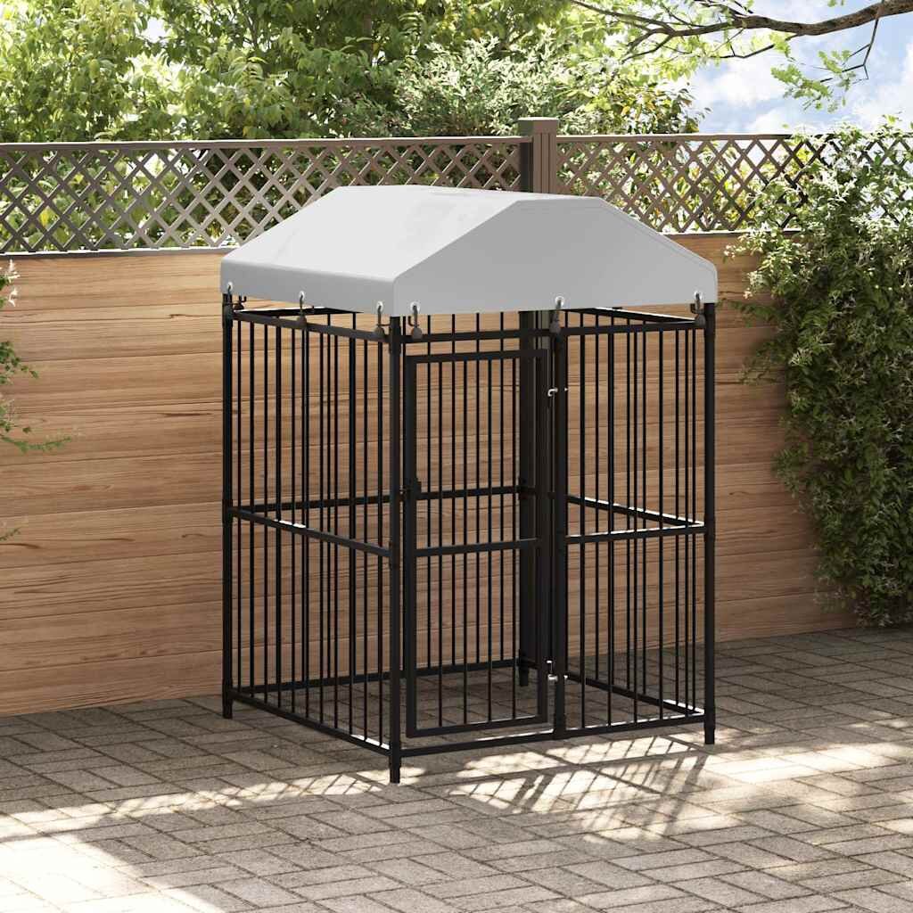 vidaXL Външна клетка за кучета с покрив 120x120x150 см