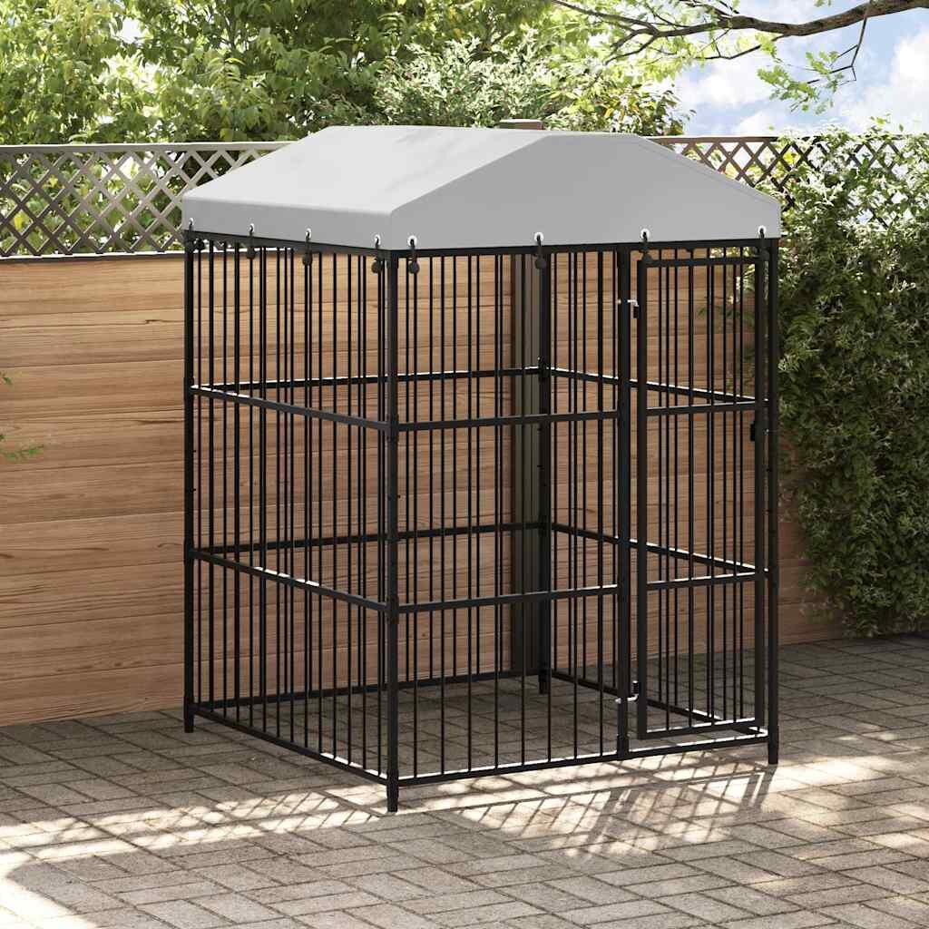 vidaXL Външна клетка за кучета с покрив 150x150x210 см