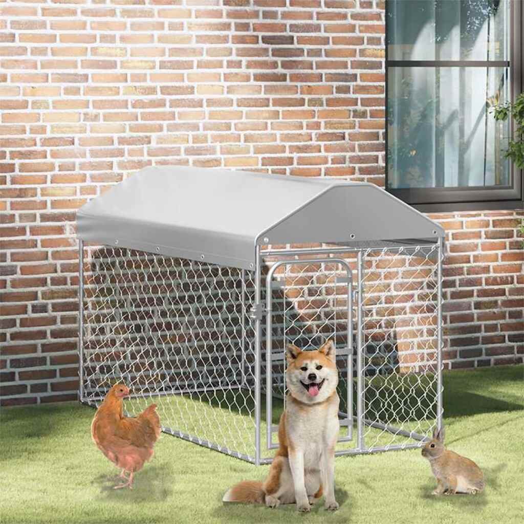 vidaXL Външна клетка за кучета с покрив 200x100x125 см