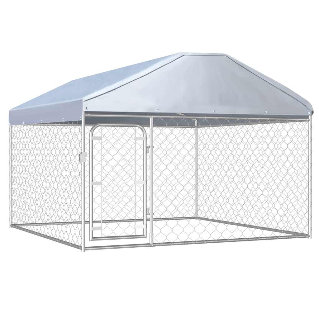 vidaXL Външна клетка за кучета с покрив 200x200x135 см