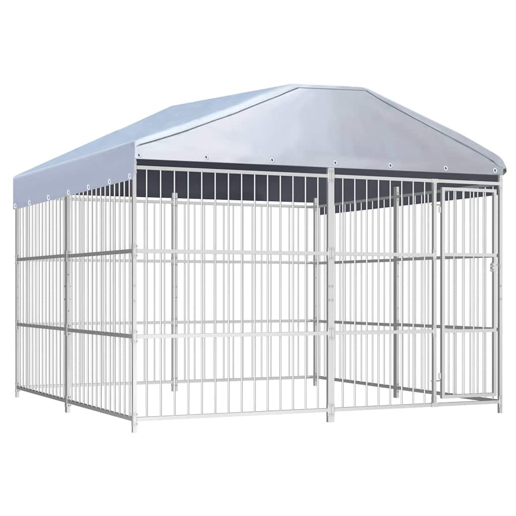 vidaXL Външна клетка за кучета с покрив 300x300x200 см