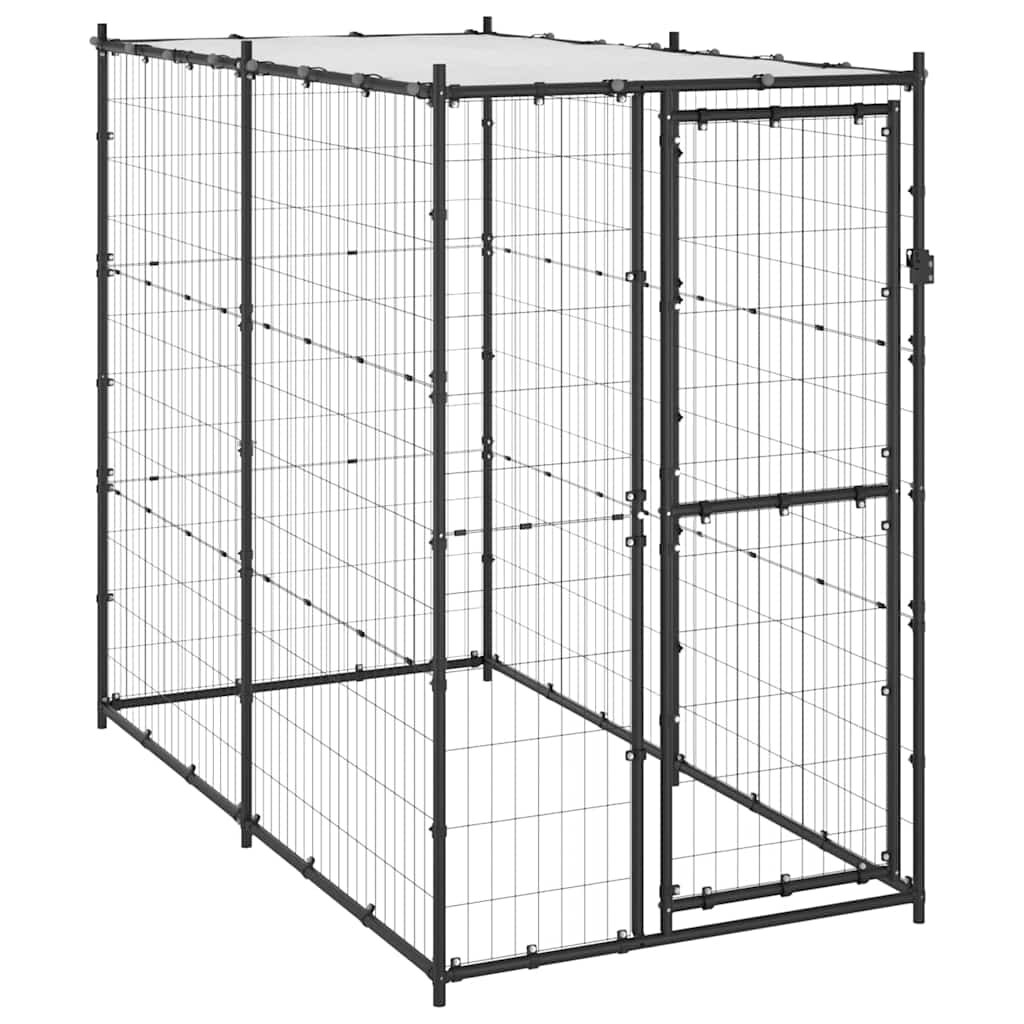 vidaXL Външна клетка за кучета с покрив стомана 110x220x180 см