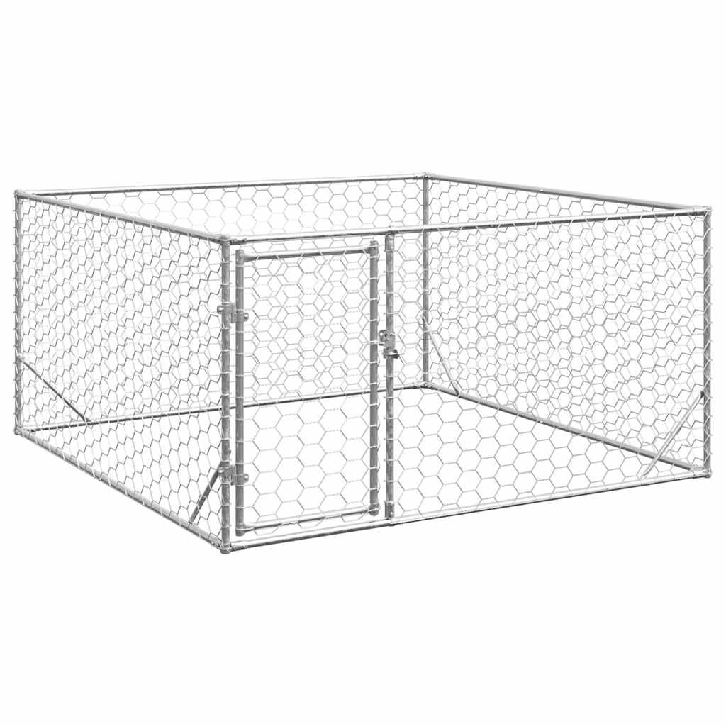 vidaXL Външна кучешка клетка с врата 2x2x1 м поцинкована стомана