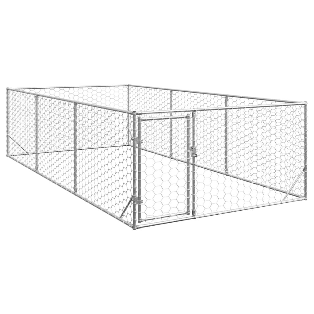 vidaXL Външна кучешка клетка с врата 2x4x1 м поцинкована стомана