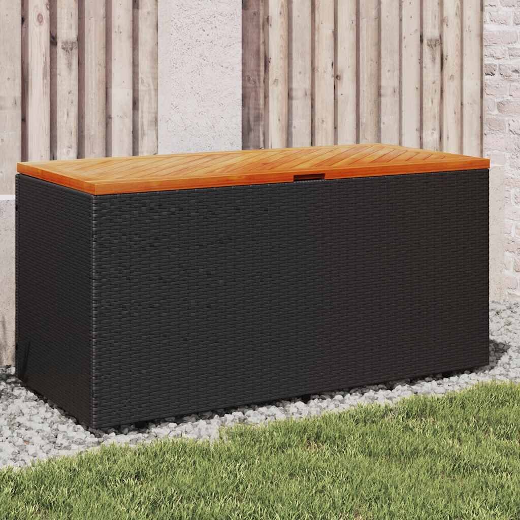 vidaXL Външна кутия за съхранение черна 110x50x54 см PE ратан акация