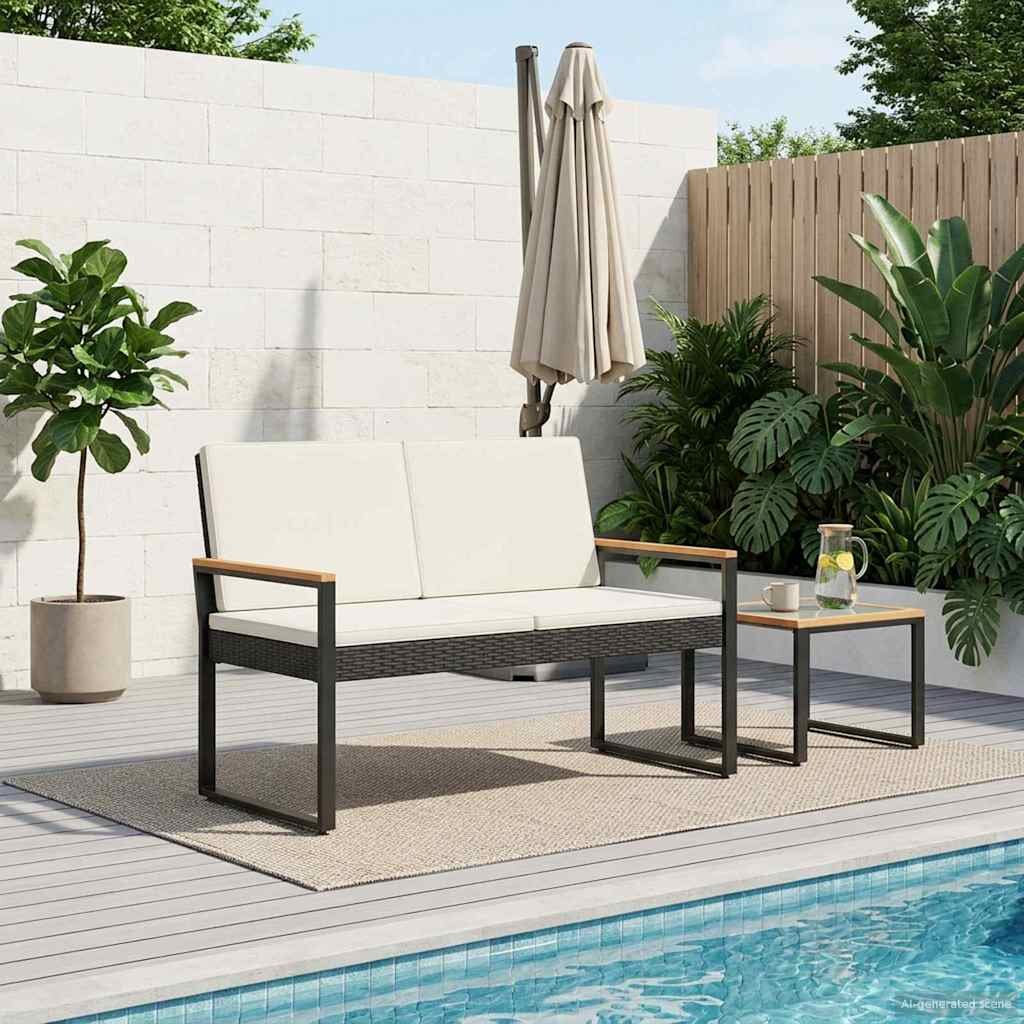 vidaXL Външна пейка 2 -Seater 107 x 61 x 80 см полиратан Правоъгълна