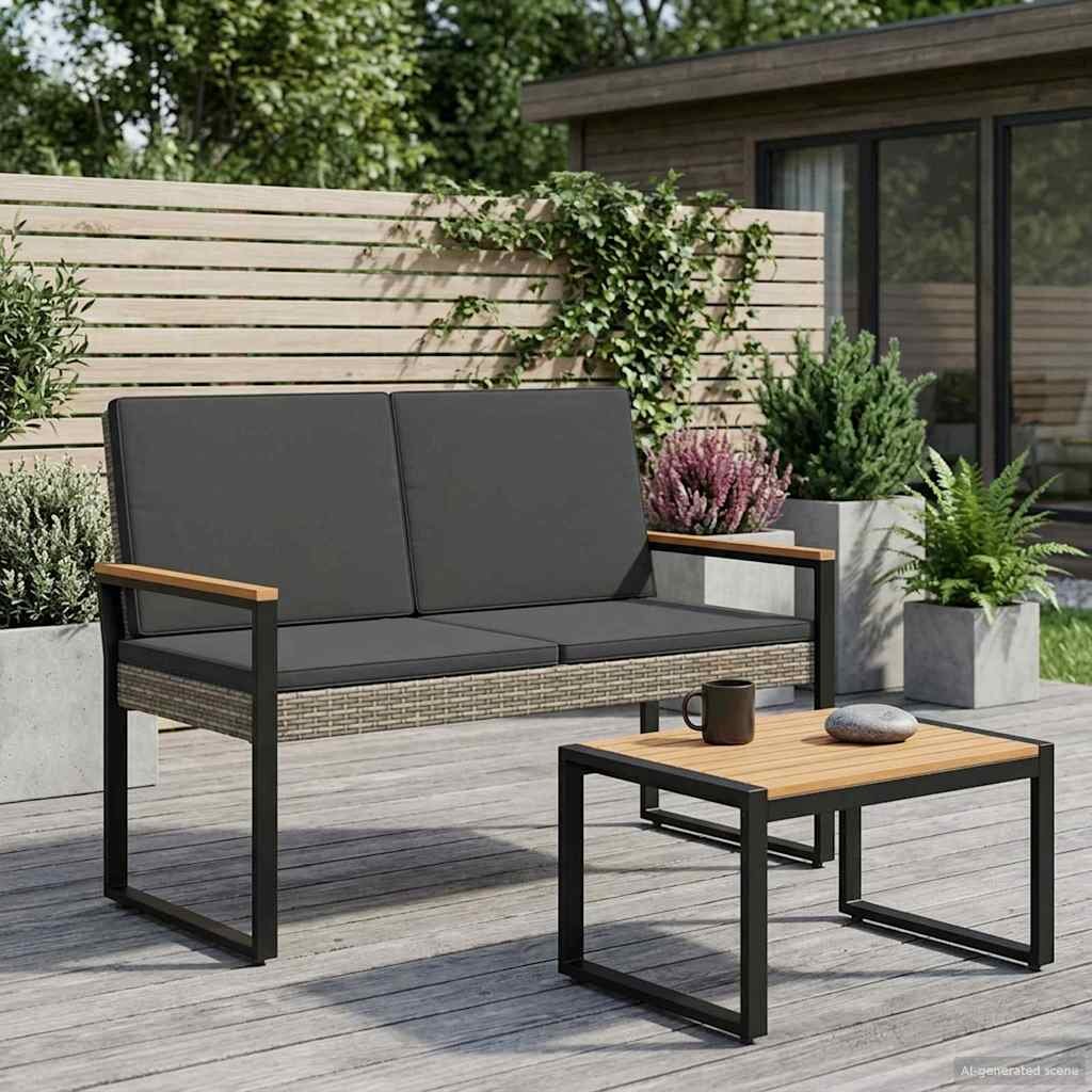 vidaXL Външна пейка 2 -Seater 107 x 61 x 80 см полиратан Правоъгълна