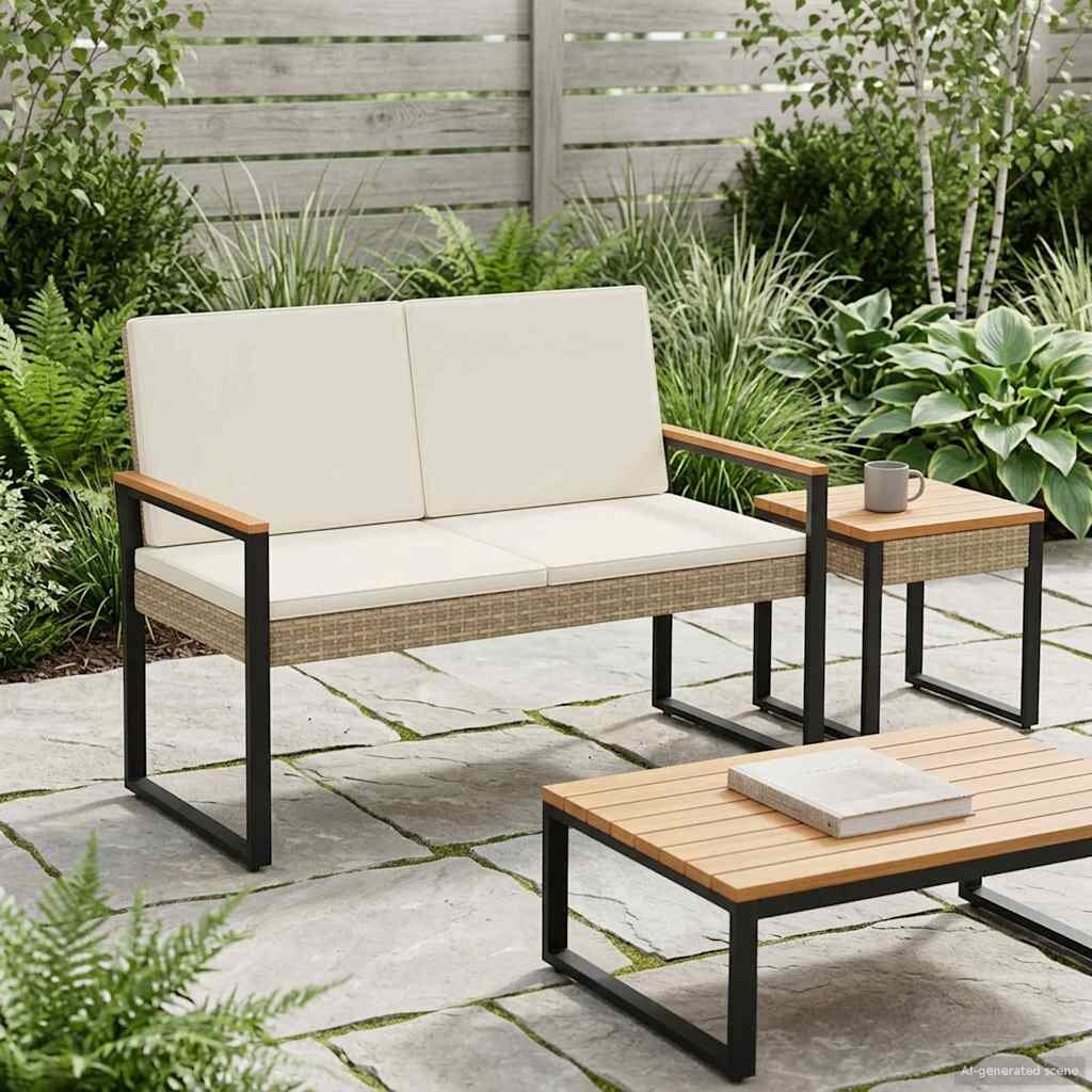 vidaXL Външна пейка 2 -Seater 107 x 61 x 80 см полиратан Правоъгълна