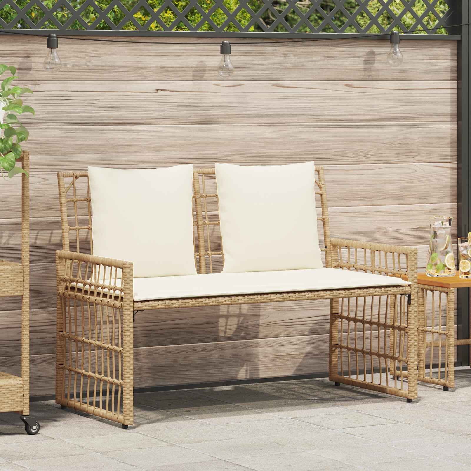 vidaXL Външна пейка 2 -Seater 116 x 55 x 82 см Стомана и полиратан