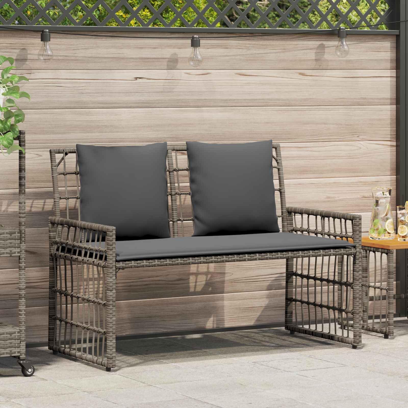 vidaXL Външна пейка 2 -Seater 116 x 55 x 82 см Стомана и полиратан