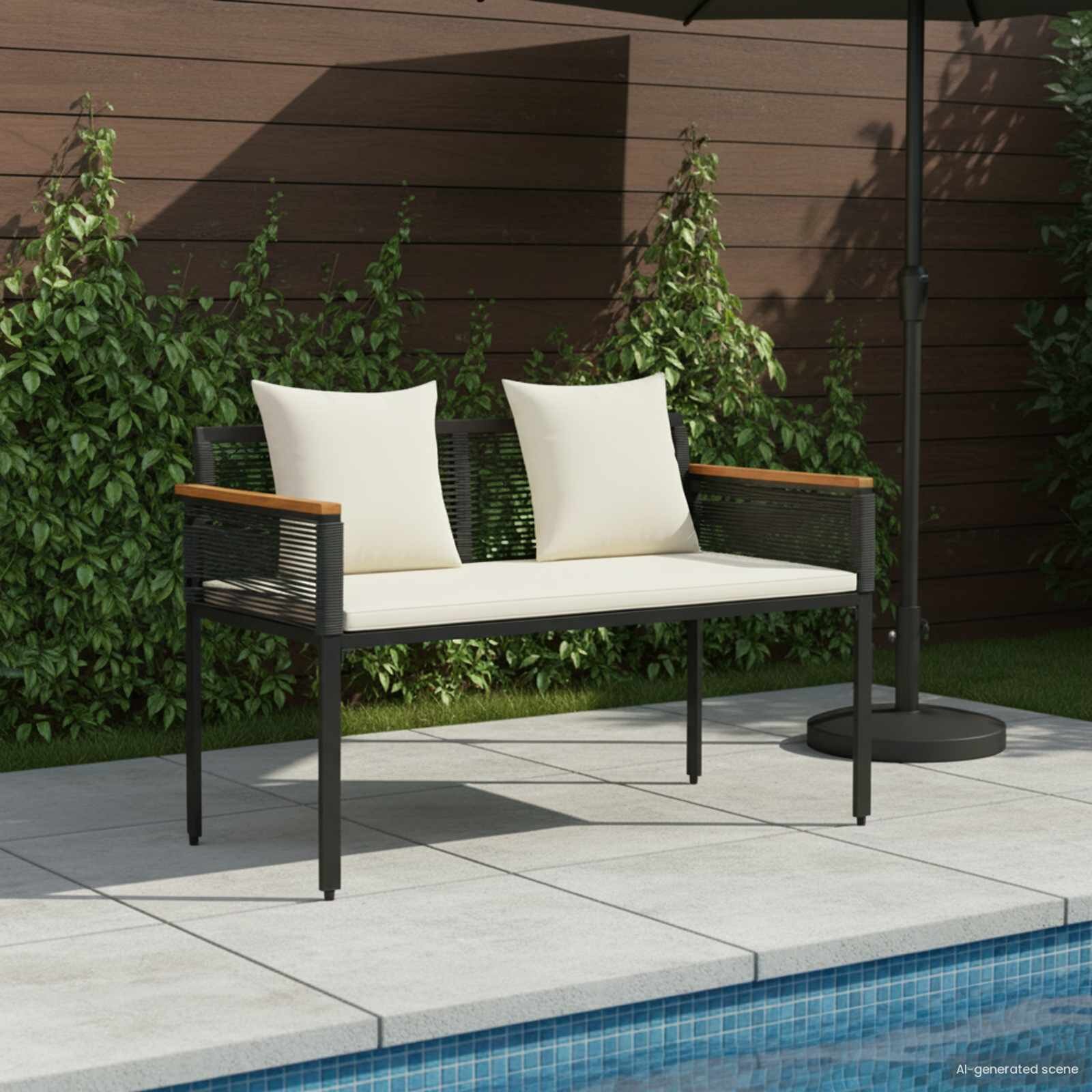 vidaXL Външна пейка 2 -Seater 117 x 54 x 74.5 см полиратан