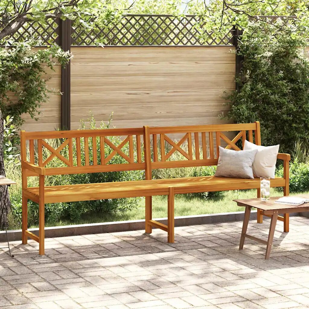 vidaXL Външна пейка Натурално 220 x 56 x 90 см Солидно акациево дърво