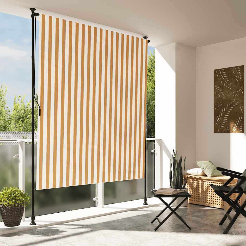 vidaXL Външна ролетна щора оранжев и бял 200x270 см плат и стомана