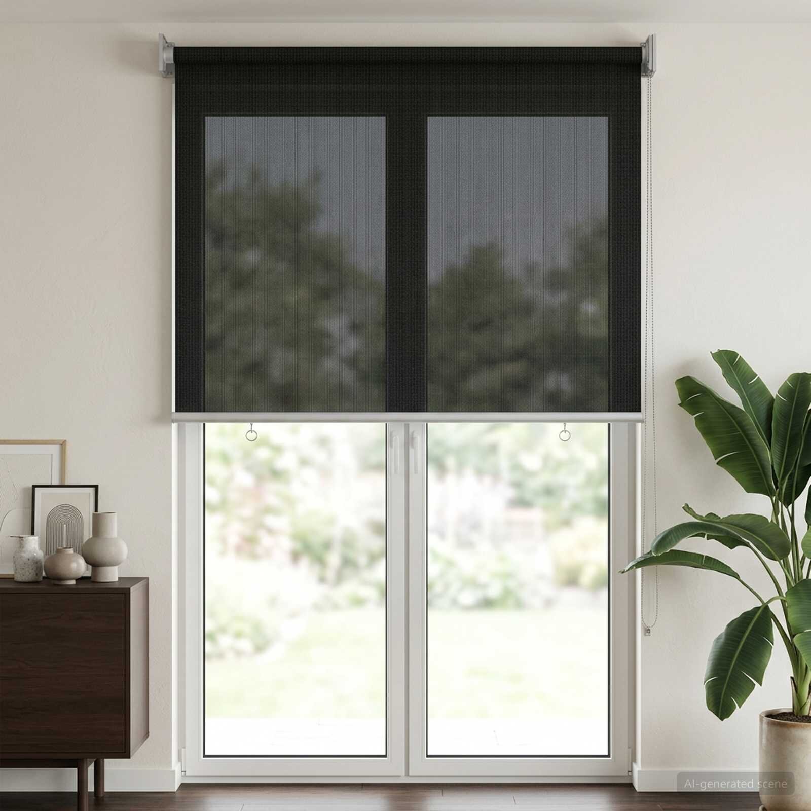 vidaXL Външна ролетна щора с блокировка на UV 90% Черно 80 x 230 cm