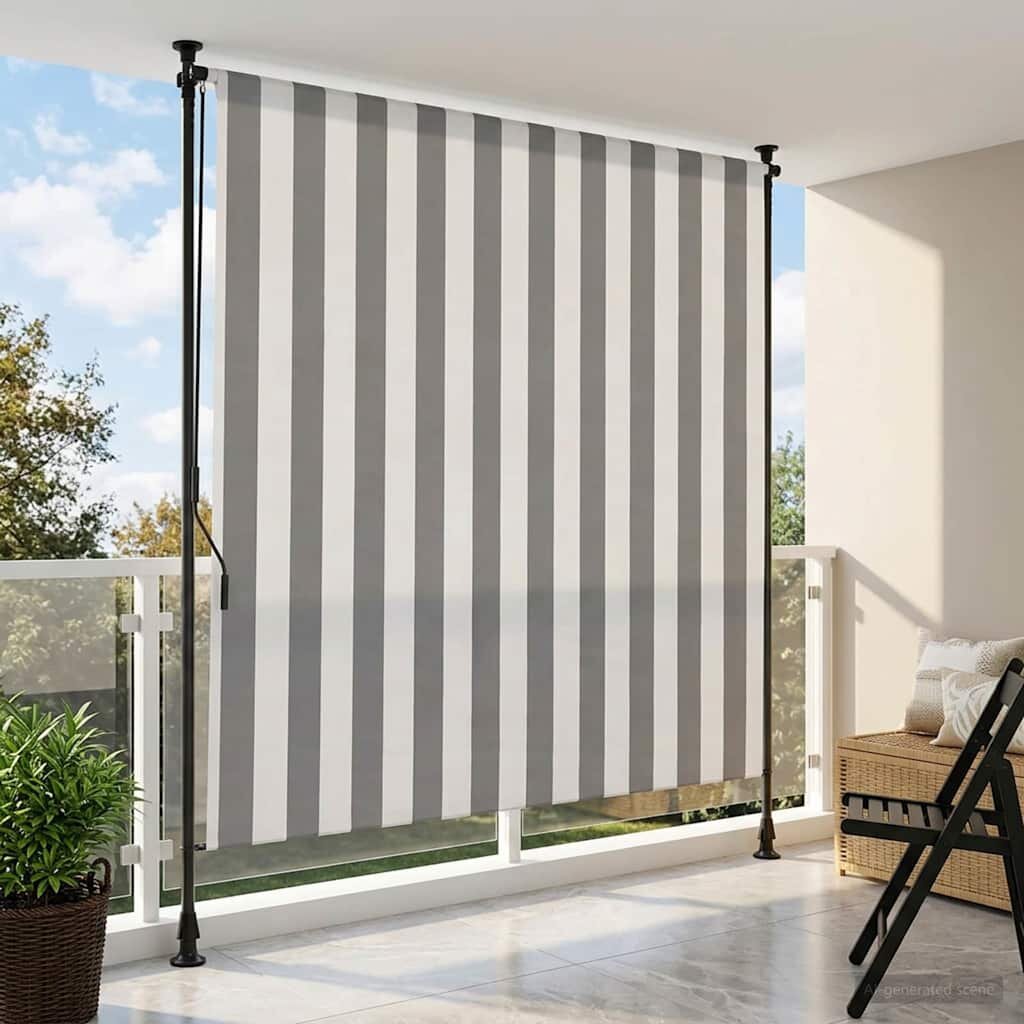 vidaXL Външна ролкова завеса Антрацит и бяло 150 x 270 cm