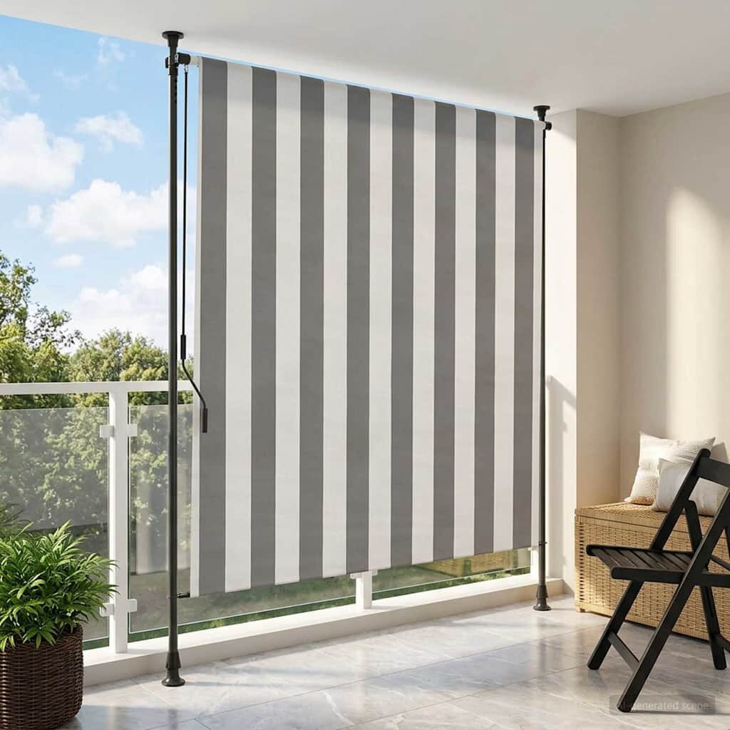 vidaXL Външна ролкова завеса Антрацит и бяло 200 x 270 cm
