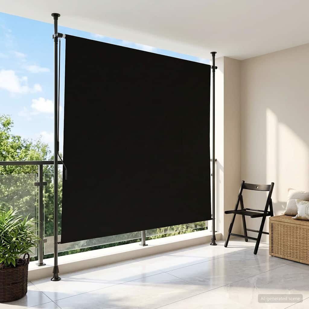 vidaXL Външна ролкова завеса Черно 150 x 270 cm