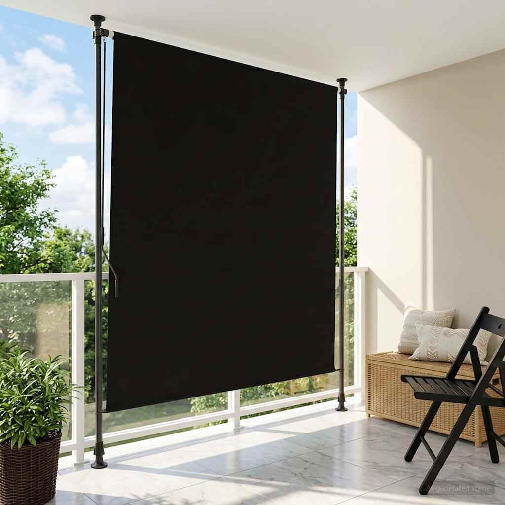 vidaXL Външна ролкова завеса Черно 200 x 270 cm
