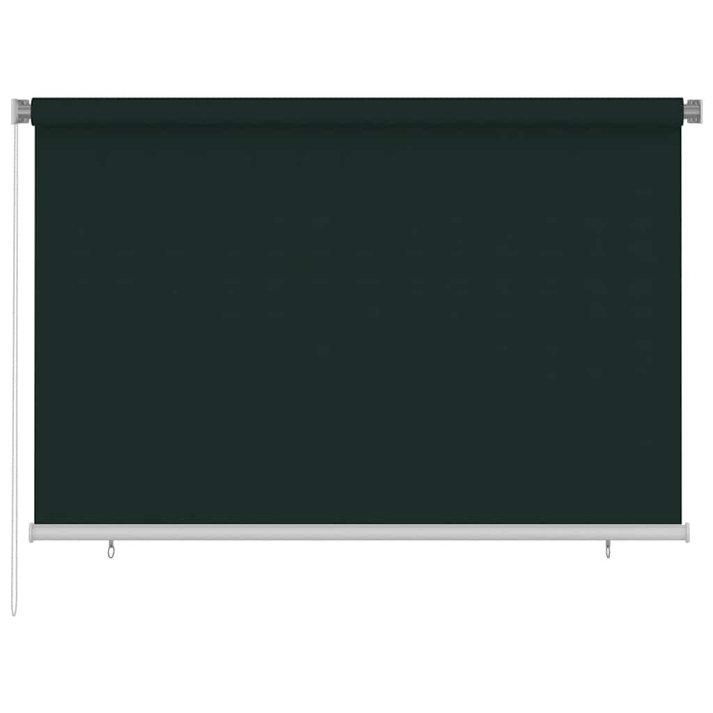 vidaXL Външна роло щора 220x140 см тъмнозелена HDPE